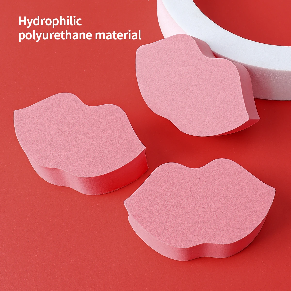 High Quality Soft Cotton Lip Shape Beauty Egg Cosmetic Puffs Washable and for Foundation and Eye Makeup Application