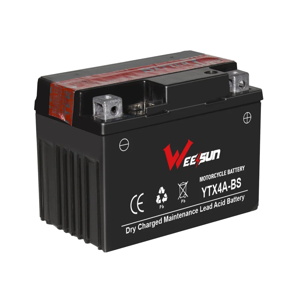 Weesun Motorbike Dry Charged Maintenance Free Bateria Para Mini Moto  ytz5s 12V4ah ytx4a-bs Starter Batteries For Motorcycle