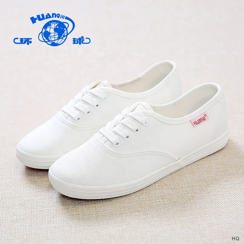 H2015 HUANQIU cheap women red low rubber flat canvas rubber shoes