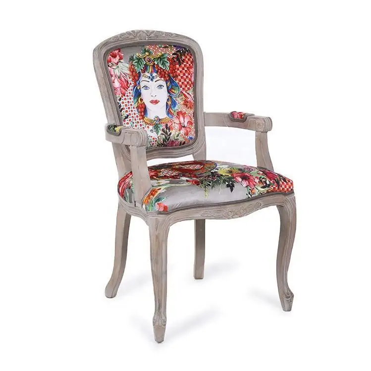 China Supplier Hot Sale Velvet Red Printing Luxury Modern Living Room Arm For Chair