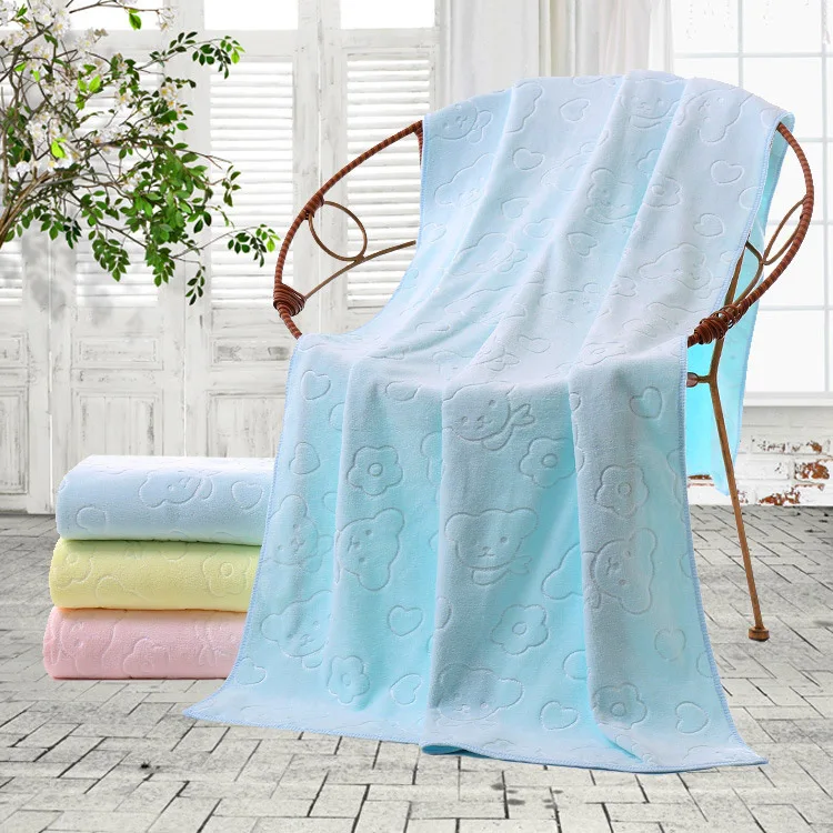 Nano microfiber bath towel, quick-drying embossed beach towel factory customization