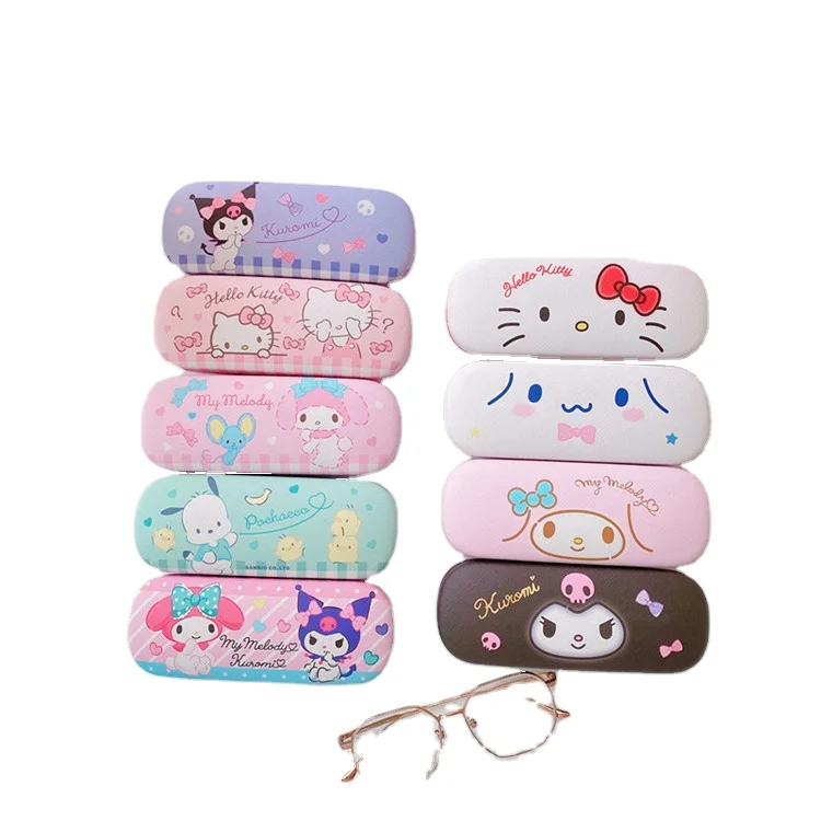 cartoon sanr.io kuromiHello Kitty leather printings hard shell glasses case Kawaii Protective Glasses Case for Kids case unisex