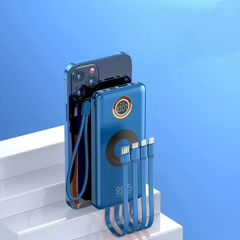 Multifunction 7-in-1 Power Bank 20000mAh External Battery Wireless Charge 18W 20W 22.5W PD Fast Charging Power Bank