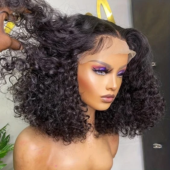 Cheap Deep Curly Wave Short Bob Wig Human Hair Hd Full Lace Front Wig Vendor Raw Indian Virgin Lace Frontal Wig for Black Women