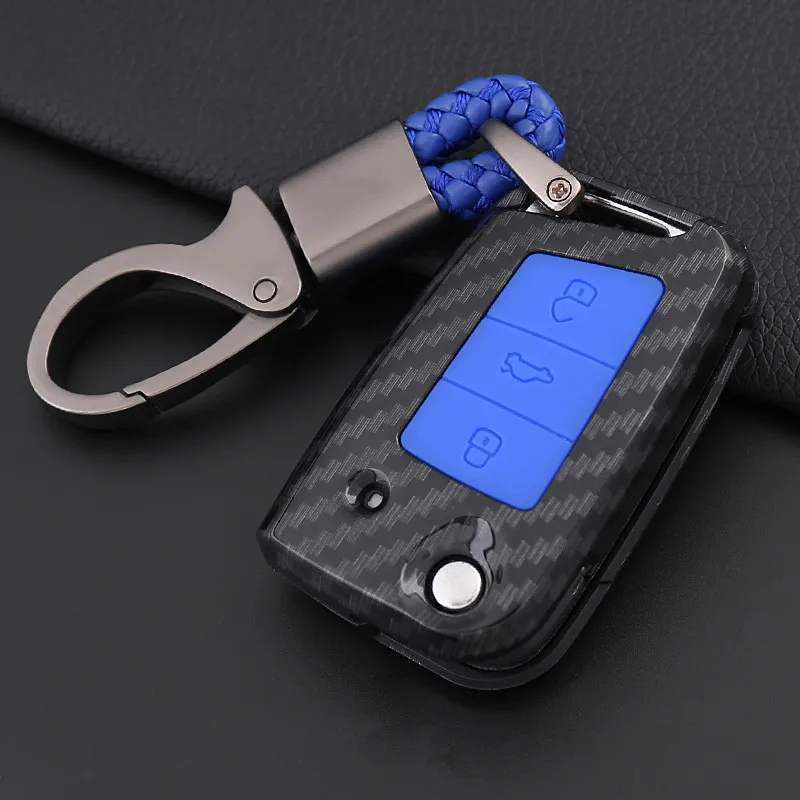 Carbon Fiber Car Key Case Bag Cover For Volkswagen VW Golf 7 MK7 Tiguan Touran 2017 For Skoda Octavia A7 RS For Seat Leon Ibiza