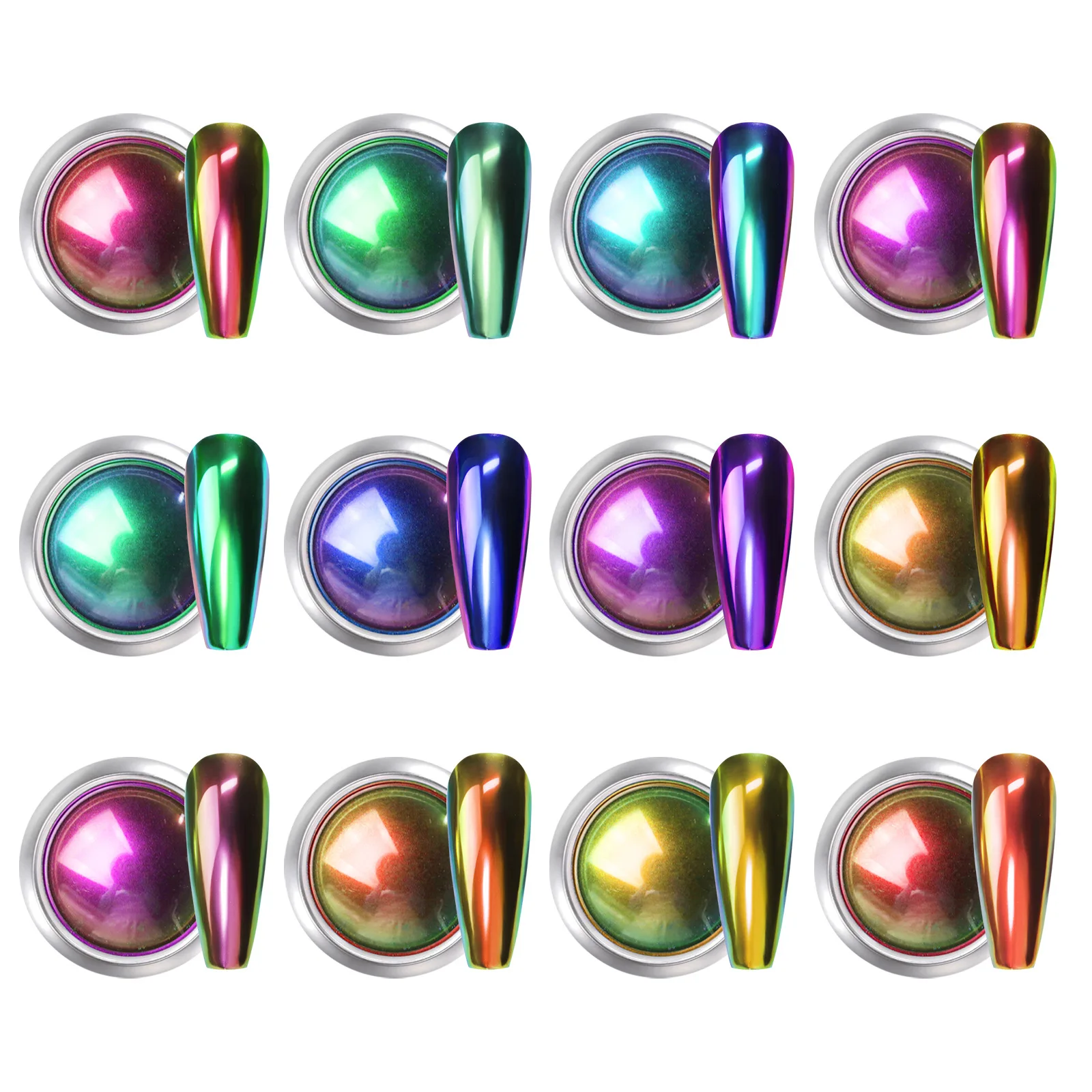 Misscheering Magic Mirror Nail Art Powders Metallic Effect Rub Nail Art Glitters UV Gel Chrome Pigment DIY Manicure Decoration