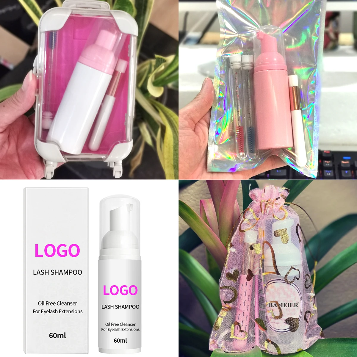 Eyelash Cleanser Lash Shampoo Concentrate Gallon Kit personalizado empaque para kit de Emptu Lash Shampoo Bottle Set