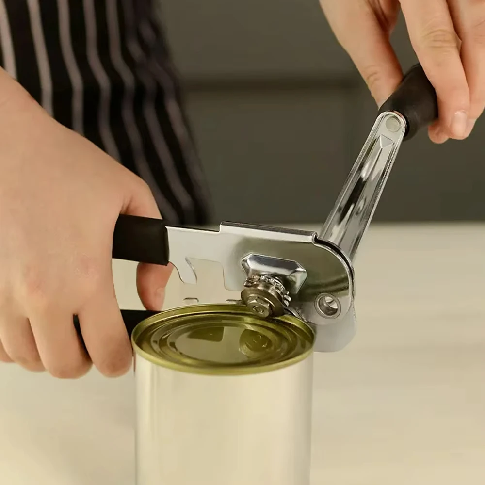 Heavy Duty Multifunction Stainless Steel Manual Handheld Tin Can Opener with Long Handle