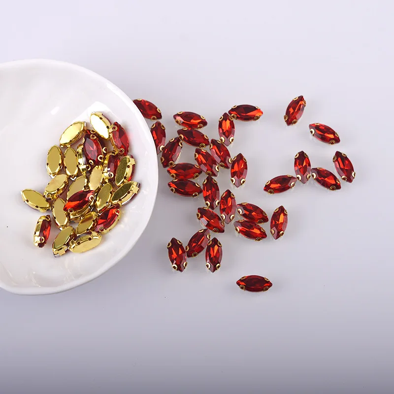 Handmade 6mm Cross-Border Rhinestone Horse Eye Claw Drill Glass Sewing DIY Wedding Dress Decoration Accessories Shoe Accessories