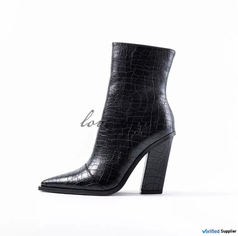 Customizing china manufacturer wholesale block heel patent leather women ankle  boots