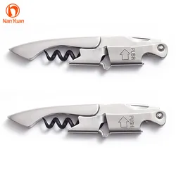 Double lever steel handle beer wine bottle opener corkscrew for custom logo
