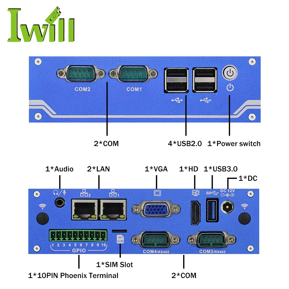 New Design 4COM mini industrial pc J1900 nano motherboard dual lan support TPM module fanless desktop grade computer