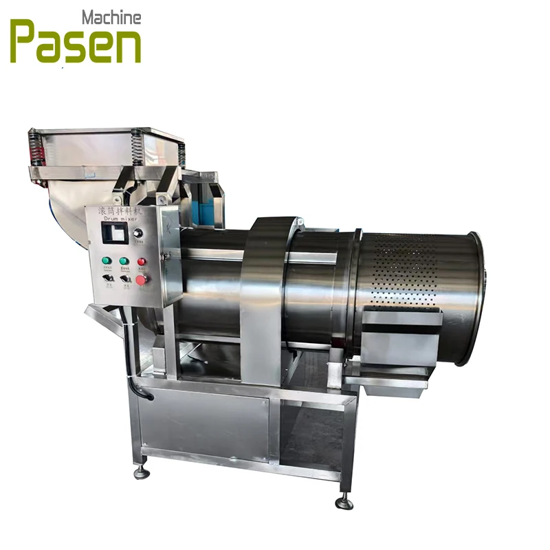 Banana Chips Nuts Roasting And Flavoring Machine Single Roller Seasoning Tumbler Seasoning Machine