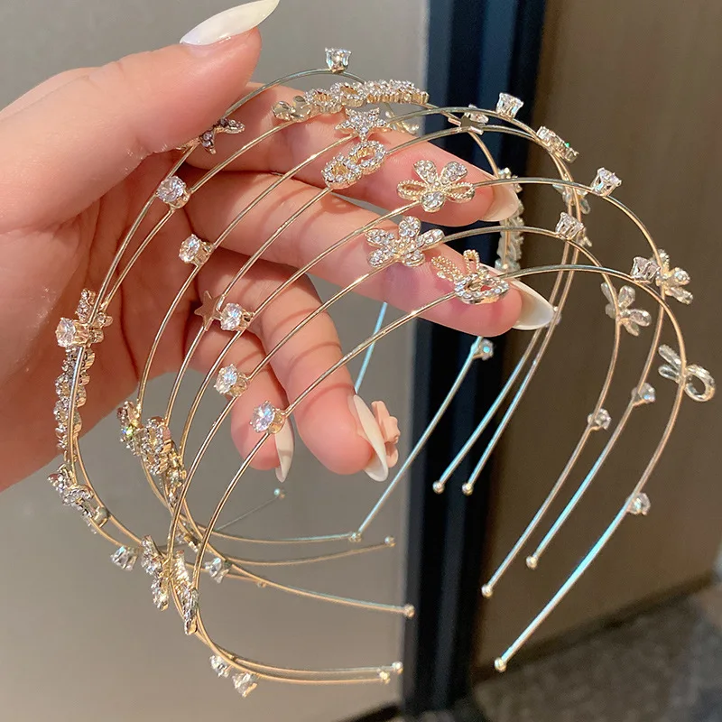 Korean fashion women metal wire headband bling glitter metal wire headband 2024 hot sale female hairbands hair accessories