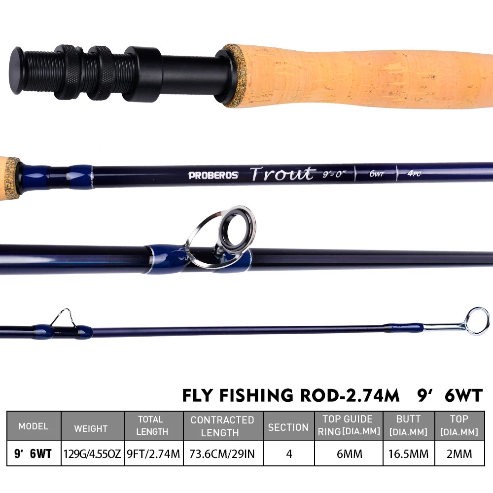 NewBility Portable 9 ft 6 wt 8 wt High Carbon Fishing Rod 2.7m 4 Sections Fly Fishing Rod For Green Hand