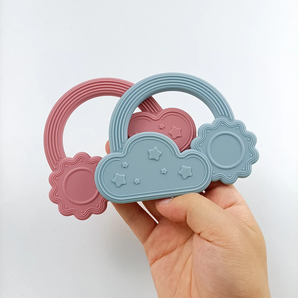 Wholesale Cute Bear Soothe Teething Gift Toy Children Kids Silicone Chewable Toys Silicone New BornRainbow Baby Plate Teether