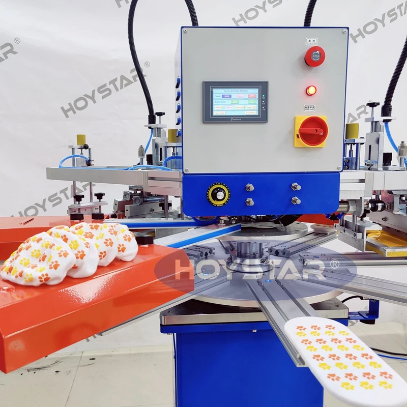 2 color screen printing machine for silicone tape attached for anti slip sock