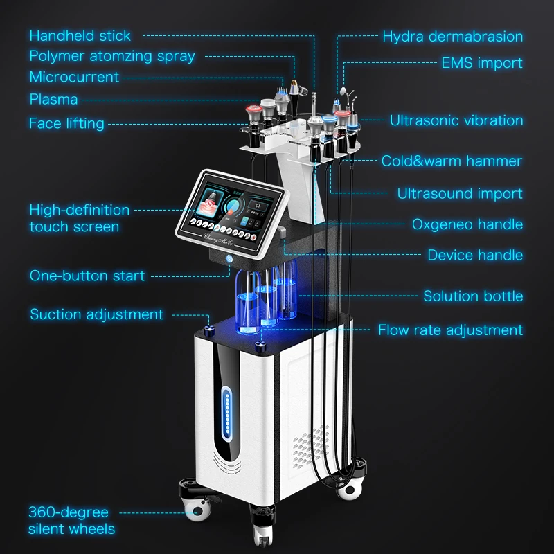 OEM 11 in 1 Rejuvenation Microdermabrasion Hydrodermabrasion Oxygen Jet Peel Aqua Spray Facial Eqpt Machine Beauty Instrument