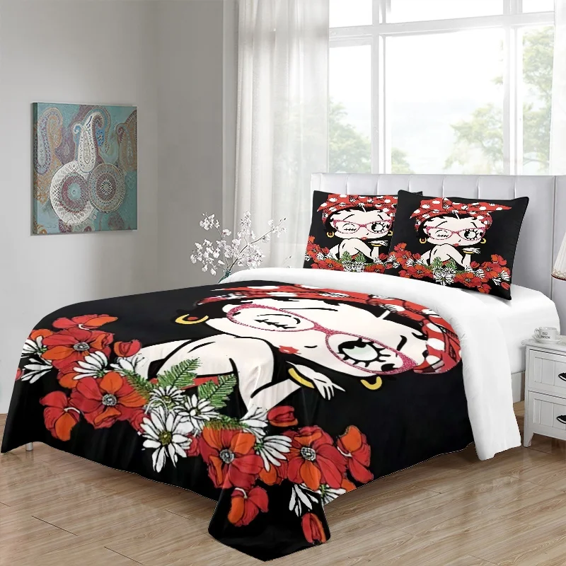 Комплект постельного белья большого размера 3D Betty Boop Новый американский для девочек пододеяльник