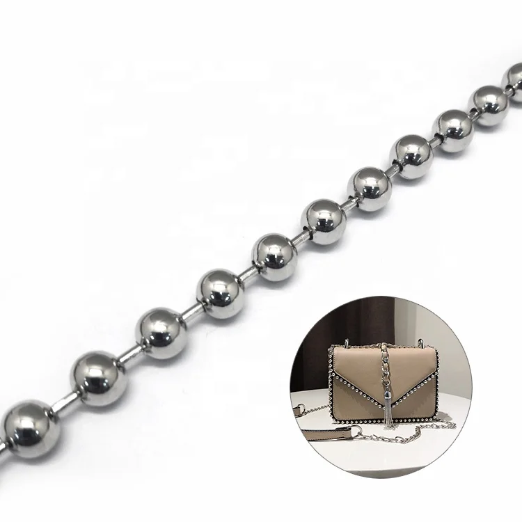 8mm fashion big ball chain in nickel plating with nickel free for lady handbags