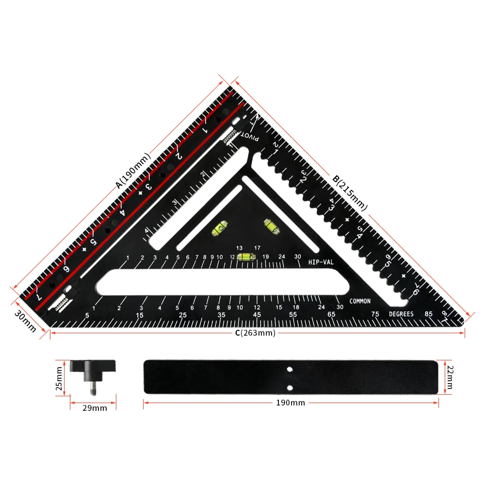 Innovative Triangle Rafter Square Woodworking Adjustable plastic From 90 or 180 Degrees for Accurate Flat Surface Work