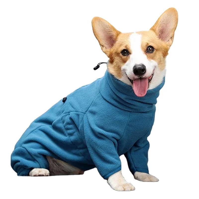 Solid Color Winter Warm Fleece Long Neck Collar Dog Clothes Coat Big Dog Winter Wear