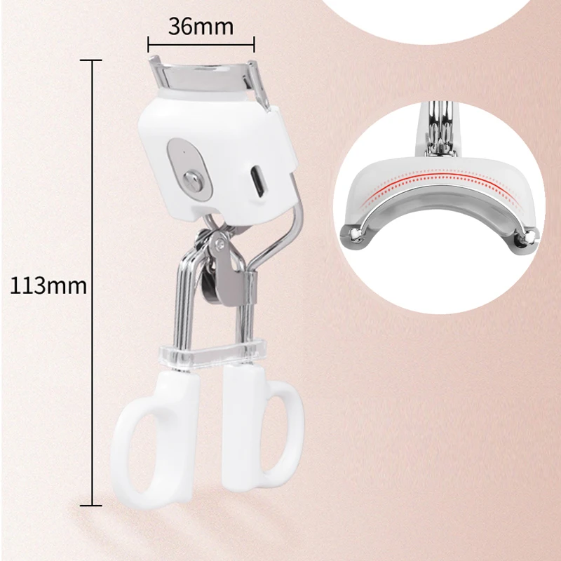 Private Label Mini Portable Heated Eyelash Curler USB Rechargeable Intelligent Heating Electric Make-Up Tool Clip Made Plastic