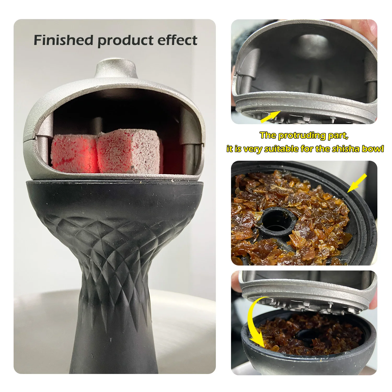 New style silver gray shisha charcoal fast burn wholesale shisha hookah charcoal holder aluminium alloy hookah accessories