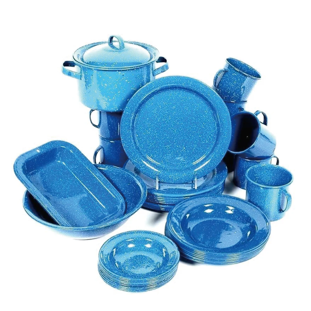 CHL Wholesale food grade certification enamel kitchenware cookware camping picnic casserole pot kettle set