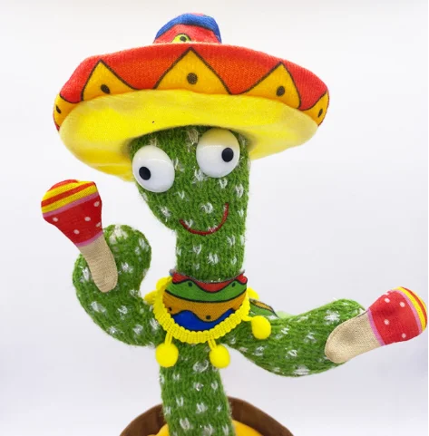 Repeatable sound learning cactus toy Can talk and dance, with light and music educational toys