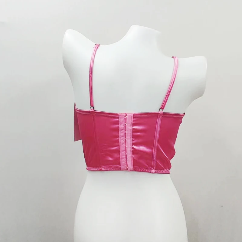Satin Strap Party Crop Top Hook and Eye Back Outfits Corset Fashion Bustier Sexy Corset Top