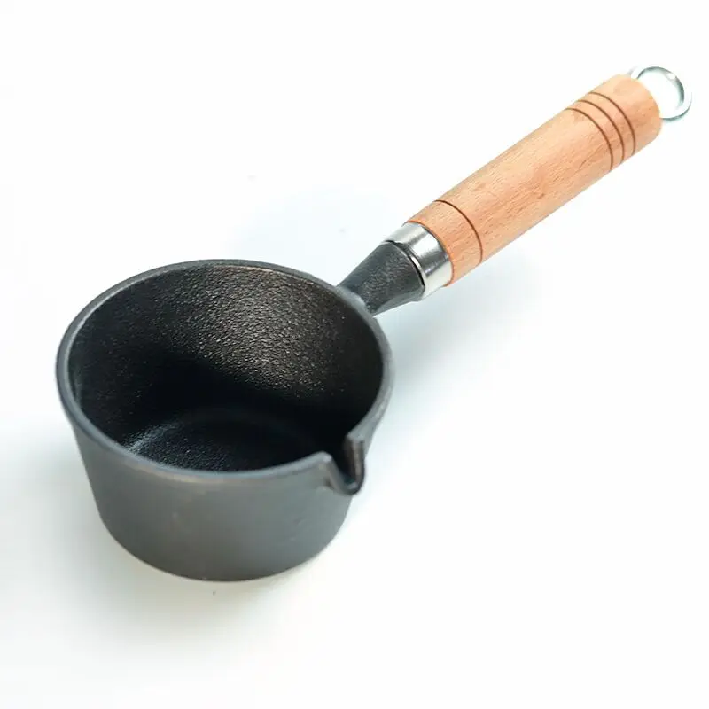 Hot oil skillet wooden handle splash oil god cast iron mini iron skillet household omelette pan
