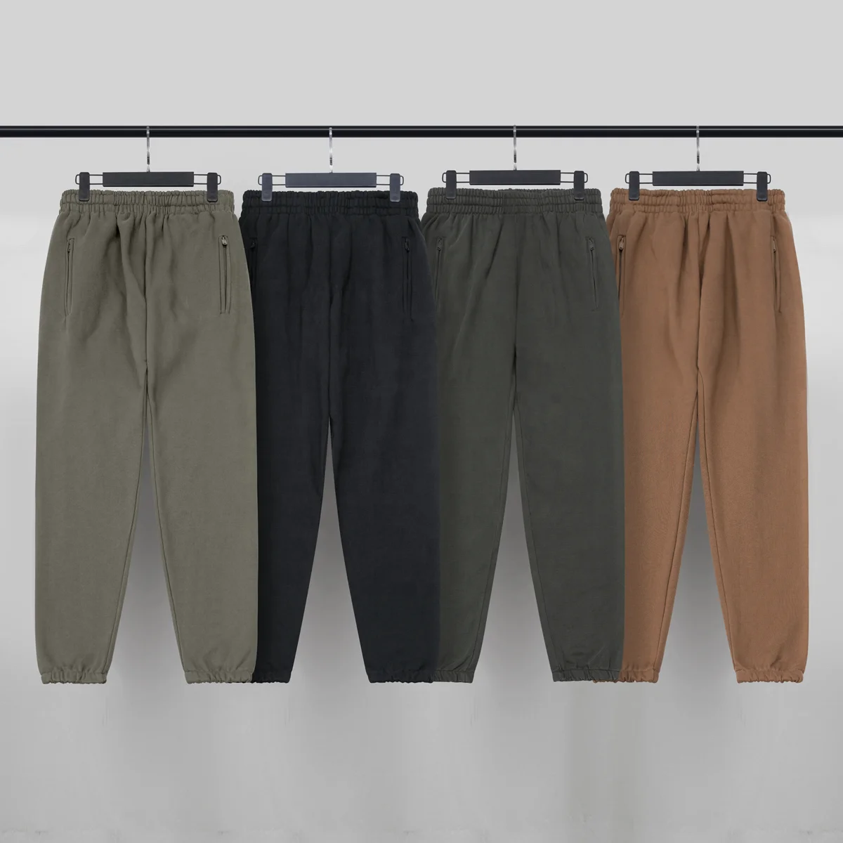Plain Sweat Pants Winter Fleece Elastic Bottom Casual Streetwear Grey Men Joggers
