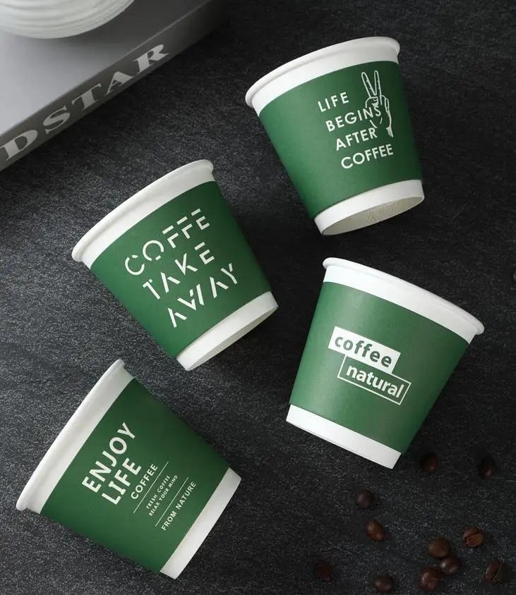 Wholesale Take Away 8/10 oz Paper Cup Food Grade Bubble Tea Cups Hot Coffee Paper Cups With Lid