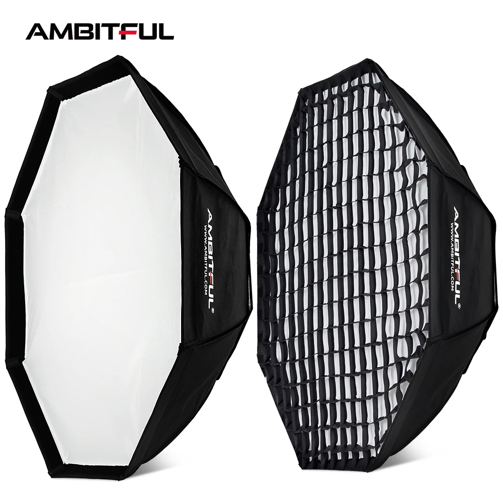 AMBITFUL BW120 120cm Rectangular Octagonal Softbox Reflector Softbox for Bowens Mount Studio Flash Softbox (with grid)