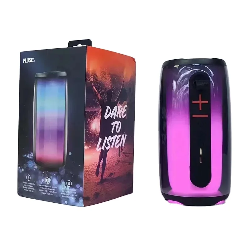New Hot Pulse 6 Wireless Speaker 360 Degrees Led Lights Powerful Sound Bt 5.1 Portable Deep Bass Colorful Speakers