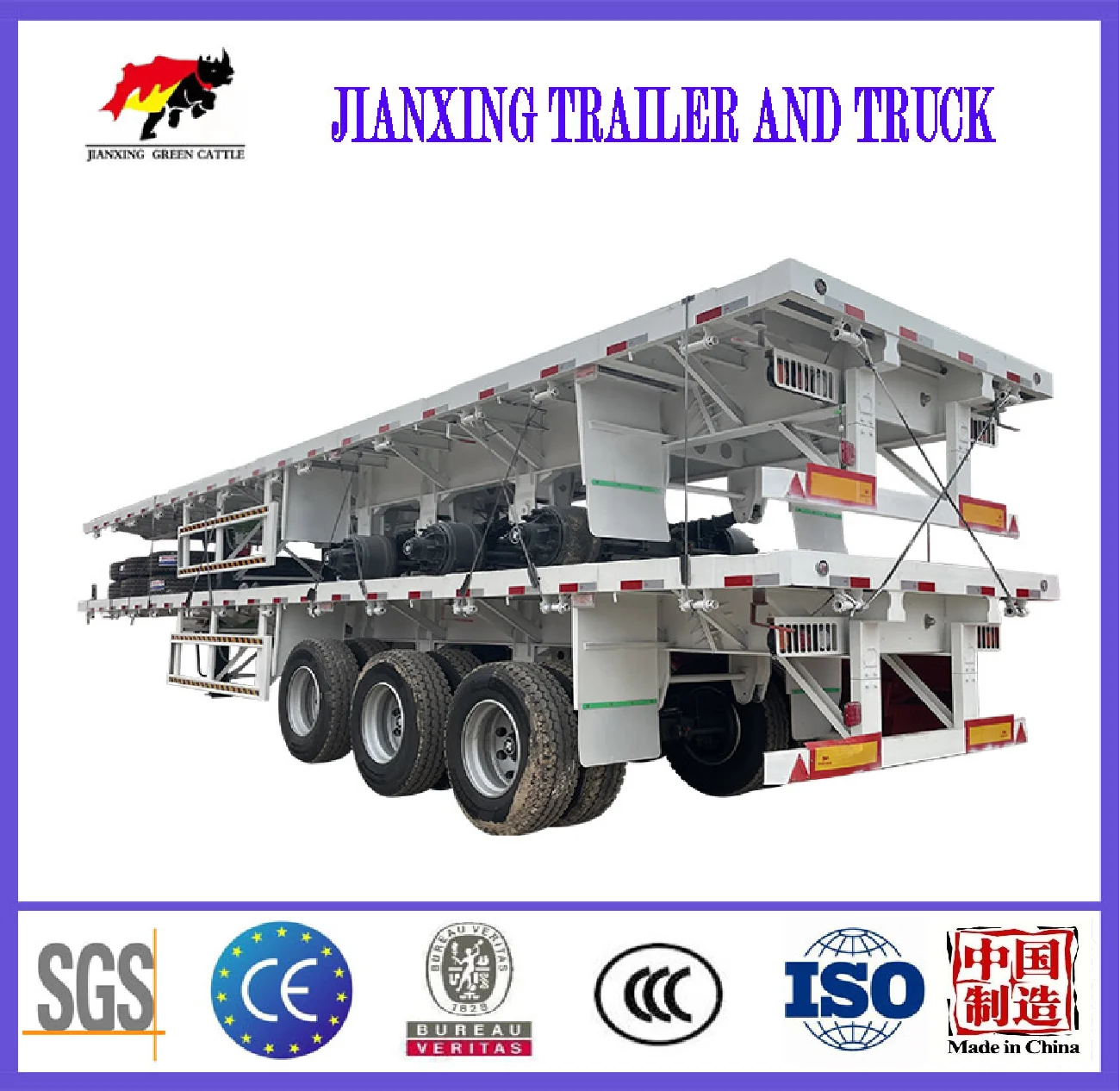 Chinese Manufacturer Best Affordable 3 Axle 40ft  Container Flatbed Semi Trailer For Cheap Sale