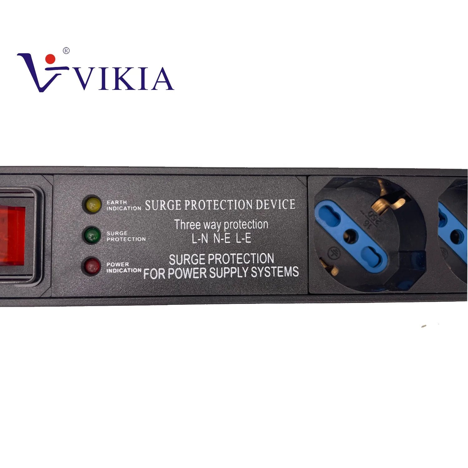  1U 3 LED surge protected Schuko/ITA