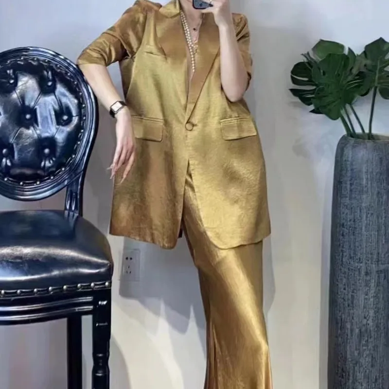 customized oem 2023 Womens Two Pieces Blazer Office Lady Suit Set Work Blazer Jacket and skirts   4573