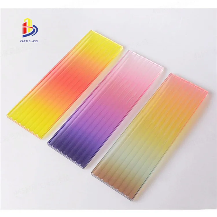 cast unique laminated hot melt fused glass for door water pattern glass countertop stair railing office wall partition supplier