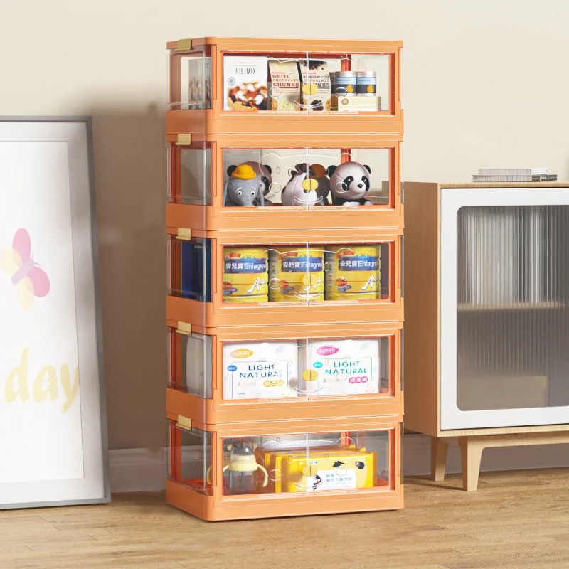 Office Tabletop Free Stacking Clear Sundries Kid Toys Storage Container Double Door Plastic Storage Box