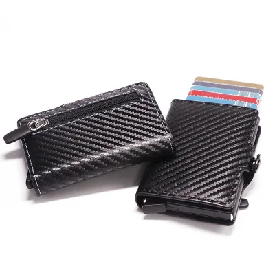High quality Card Holder for Men Carbon Fiber Slim Aluminum Wallet RFID blocking wallet coin purse pop up wallet
