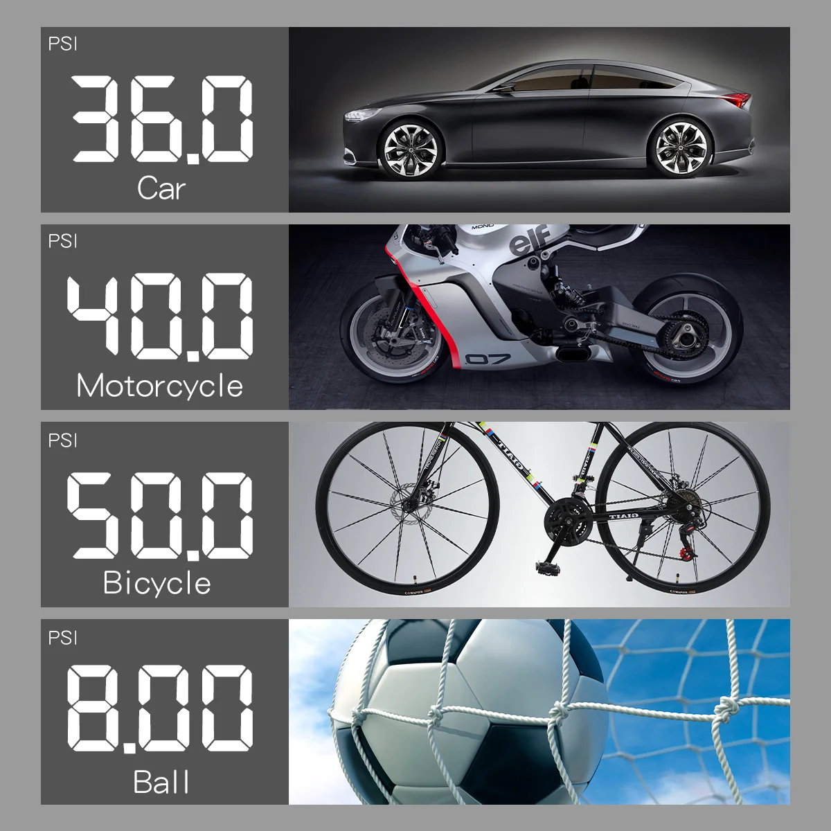 Air Compressor Tire Inflator with 6000 mAh Battery Portable,150 PSI Digital LCD Display& LED Light for Bicycles,Motorcycles,Ball