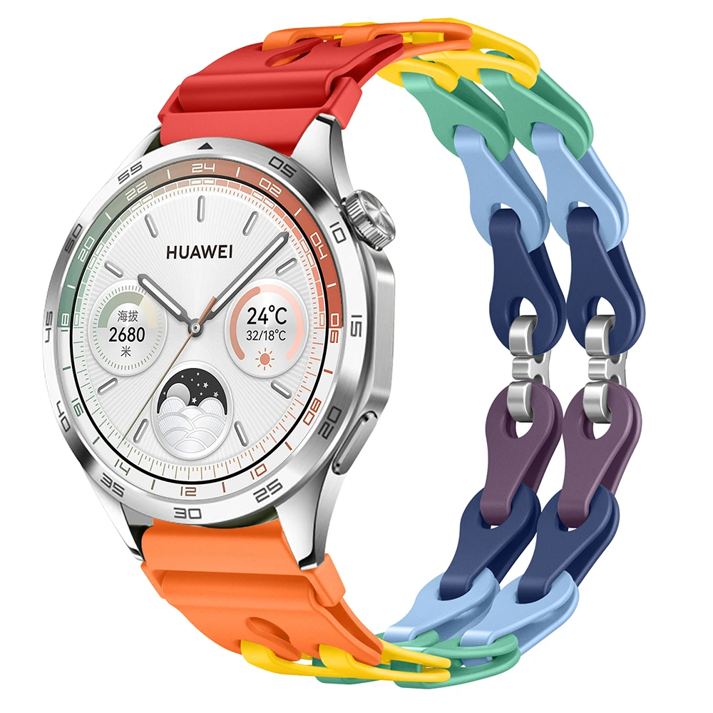 20/22mm Design Link Silicone Bracelet for Samsung Watch7 6 5 Silicone Straps for Huawei watch gt3 pro Hollow Silicone Wristband