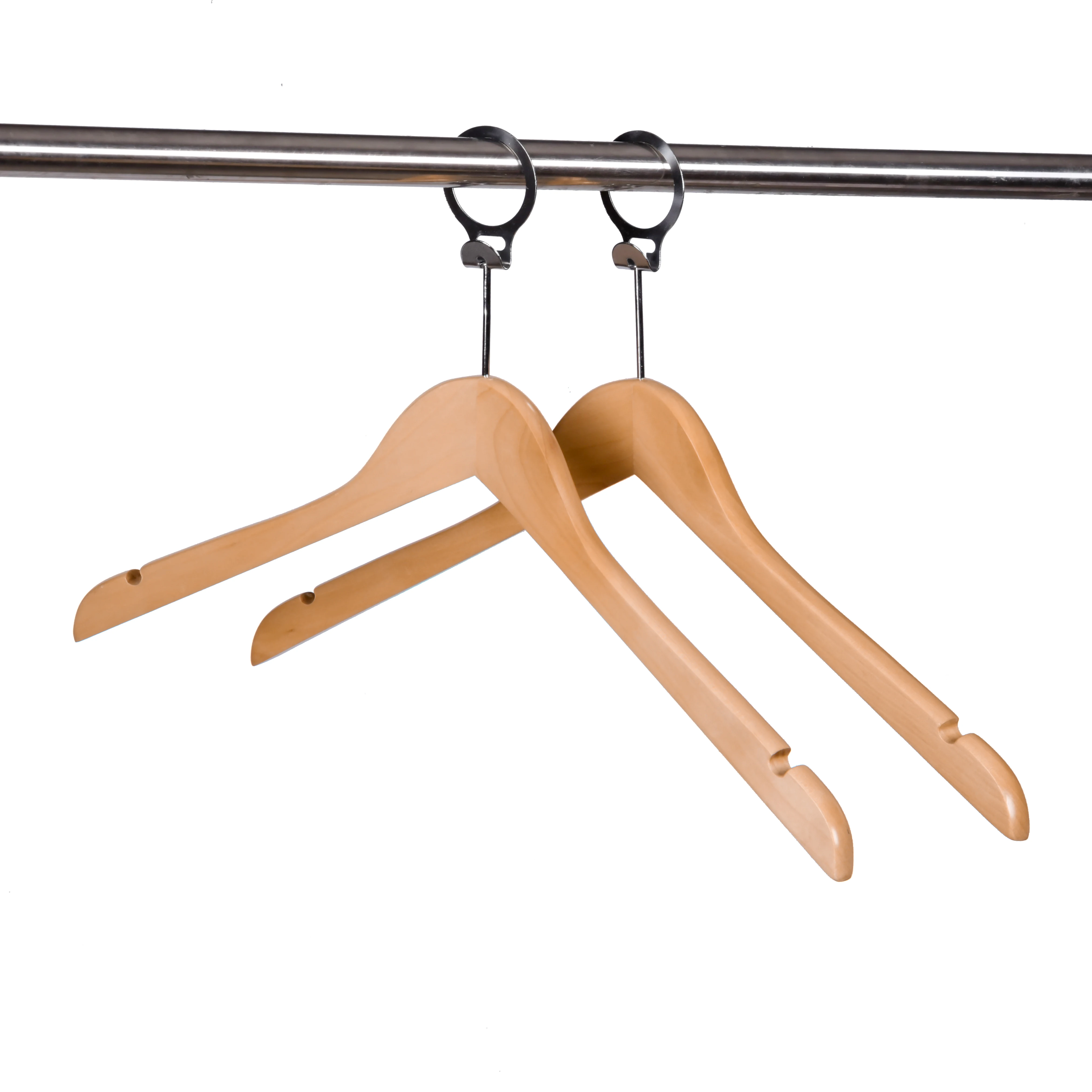 Cheap Anti-thief Natural Wooden Hotel Hangers with Ring