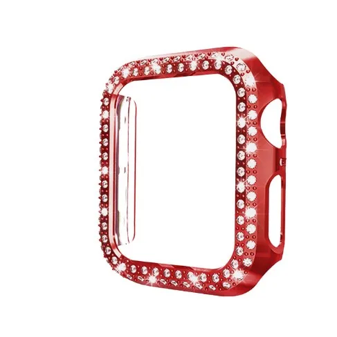  Двухрядный Алмазный чехол для часов apple watch корпус 38/42 мм 40/44 ремешок ПК защитная крышка экрана iWatch Series 6 SE 5 4