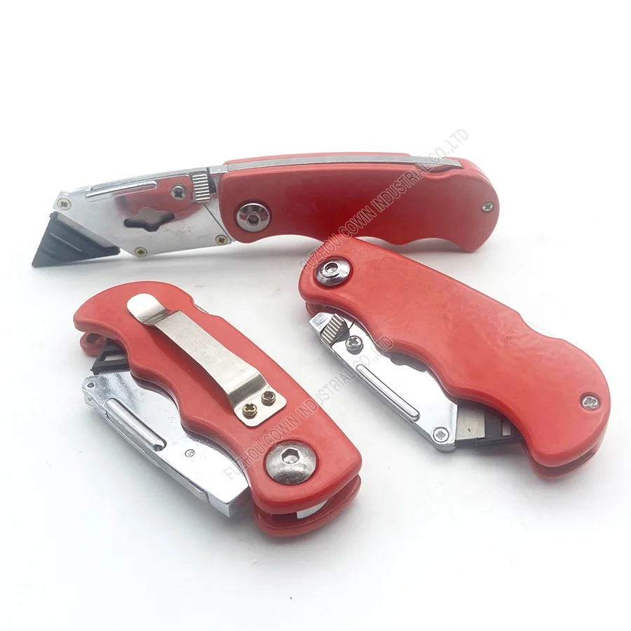 Aluminum alloy folding safety utility knife box pocket box knife cutter with quick change blade
