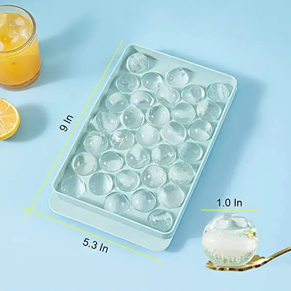 Hot Sell 33 Cavity Mini Ice Cube Tray Round Reusable Long Ice Mould Cube Maker Silicone Tray With Lid