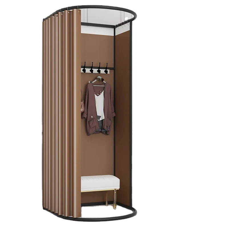 Jane love Clothing Store Boutique Metal Movable Portable Fitting Room Luxury Changing Room Dressing Room with Curtain
