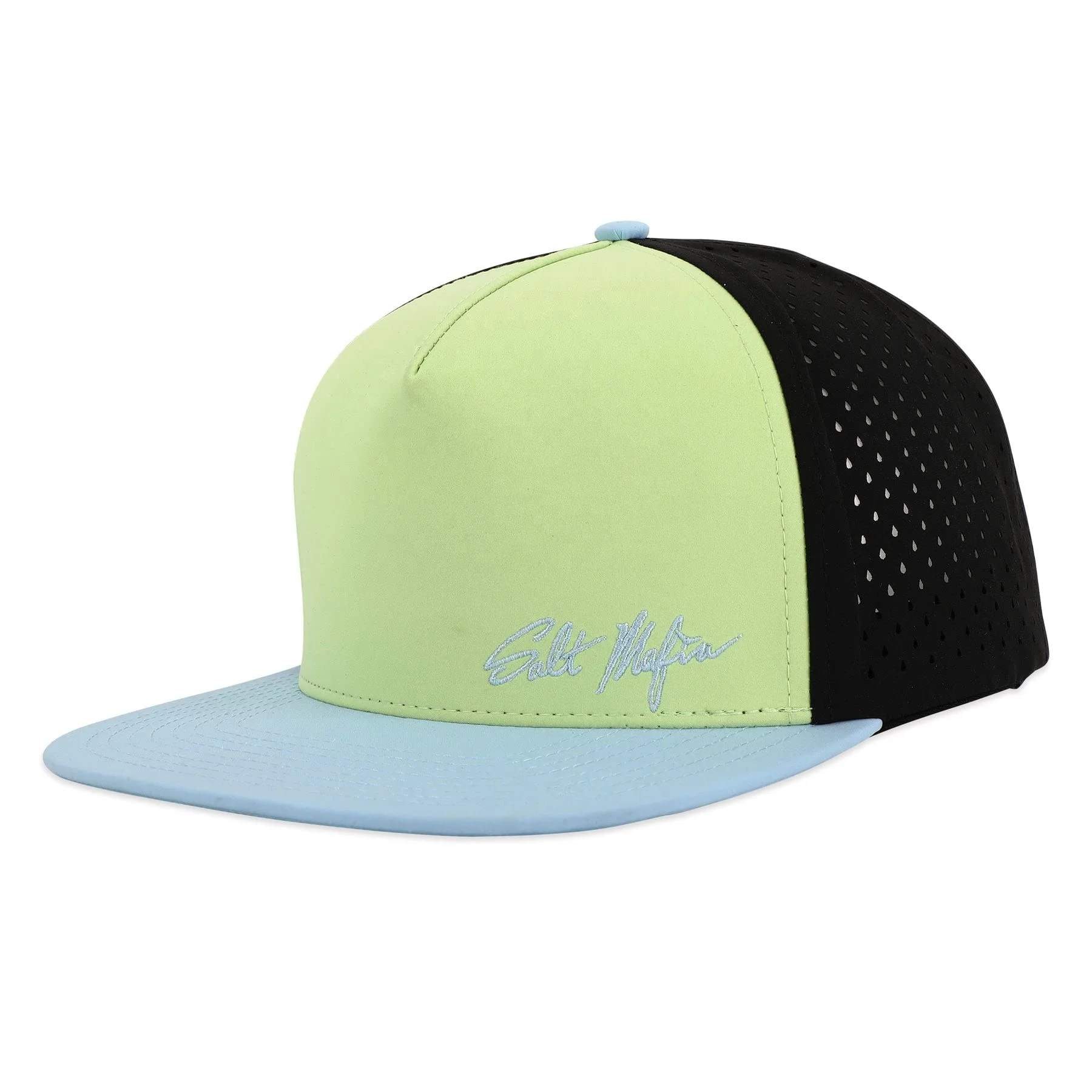 Custom 5 Panel Embroidery Logo  Flat Bill Hip Hop Luxury Snapback Caps Waterproof Laser Cut Hole Perforated Hat